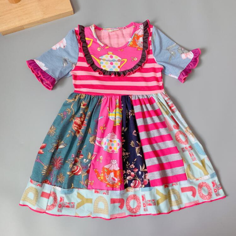 Boutique Pink ABC Alphabet Multi Print Dress